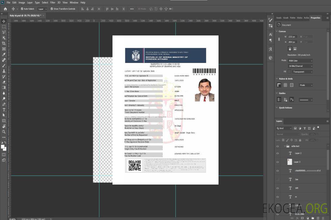 Modèle de visa électronique pour la Serbie aux formats Word et PDF template